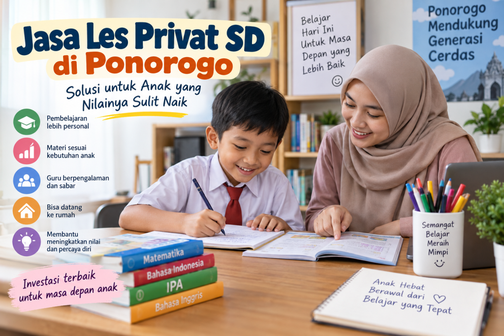 Jasa Les Privat SD di Ponorogo untuk Anak yang Nilainya Sulit Naik
