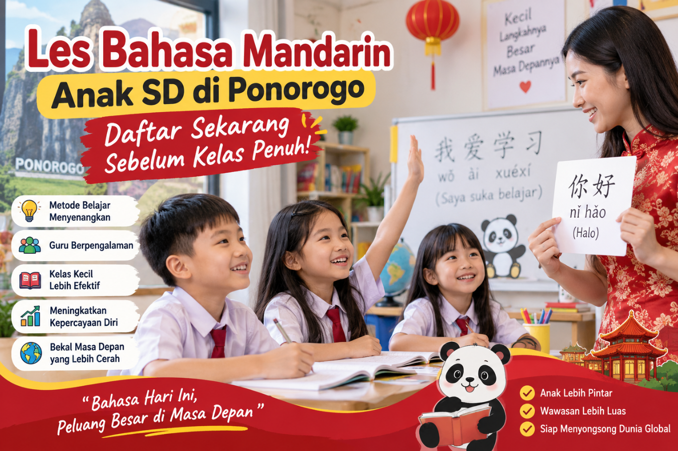 Les Bahasa Mandarin Anak SD di Ponorogo, Daftar Sekarang Sebelum Kelas Penuh!