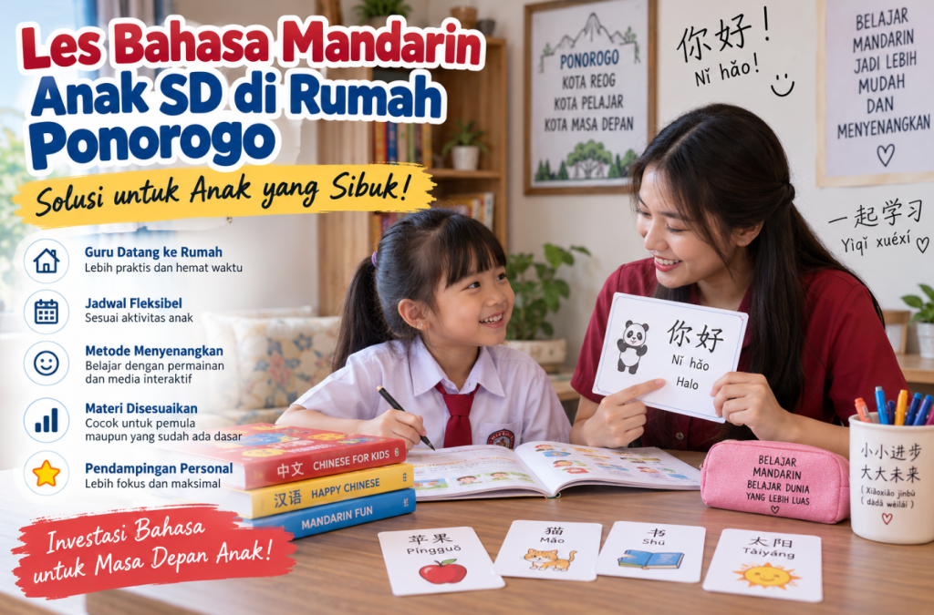 Les Bahasa Mandarin Anak SD di Rumah Ponorogo, Solusi untuk Anak yang Sibuk!