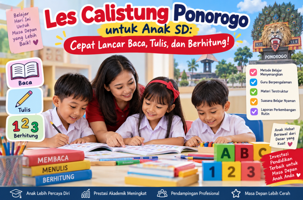 Les Calistung Ponorogo untuk Anak SD Cepat Lancar Baca, Tulis, dan Berhitung!