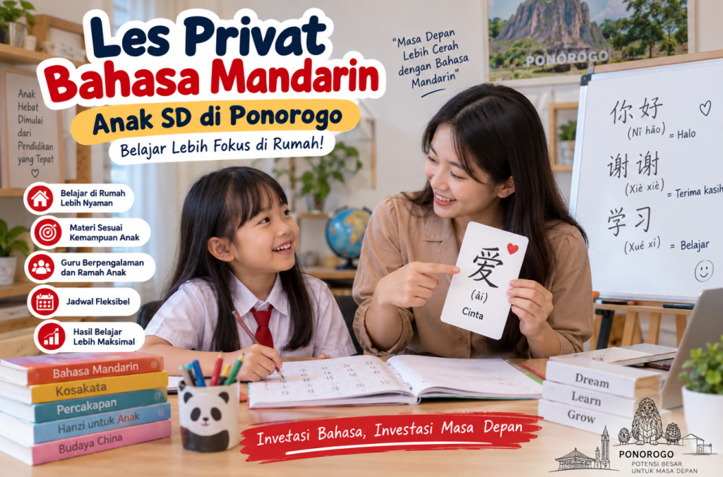 Les Privat Bahasa Mandarin Anak SD di Ponorogo, Belajar Lebih Fokus di Rumah!