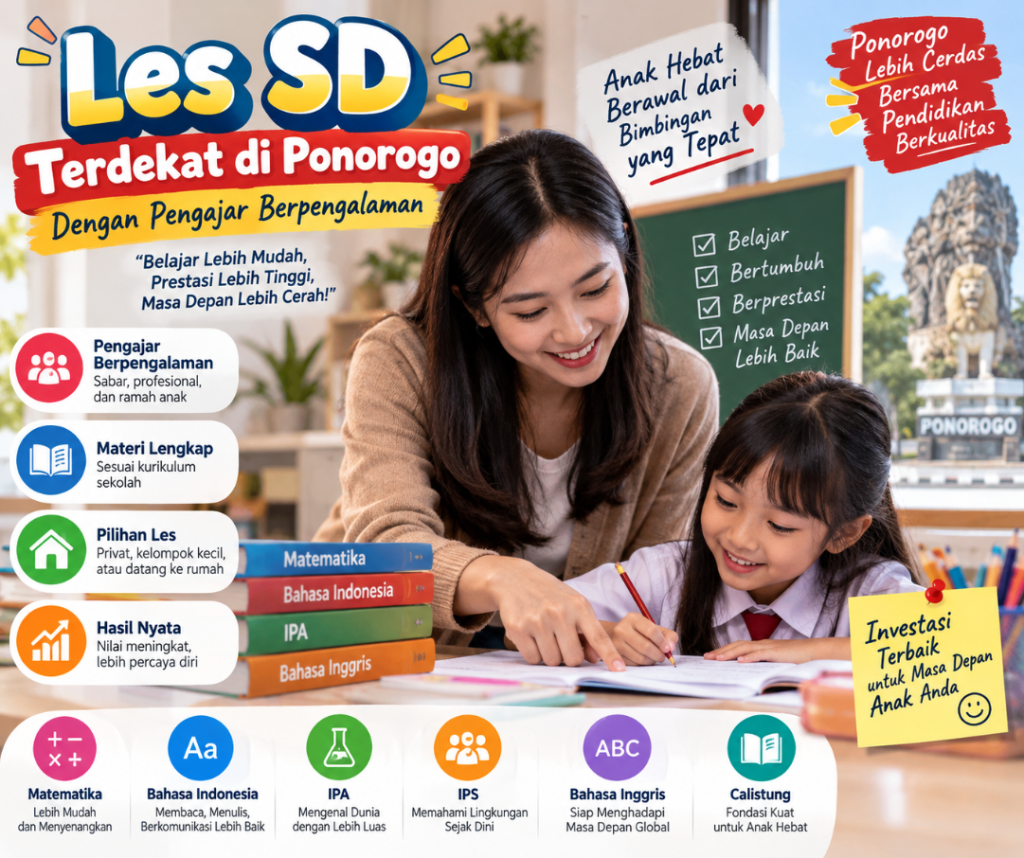 Rekomendasi Les SD Terdekat di Ponorogo dengan Pengajar Berpengalaman